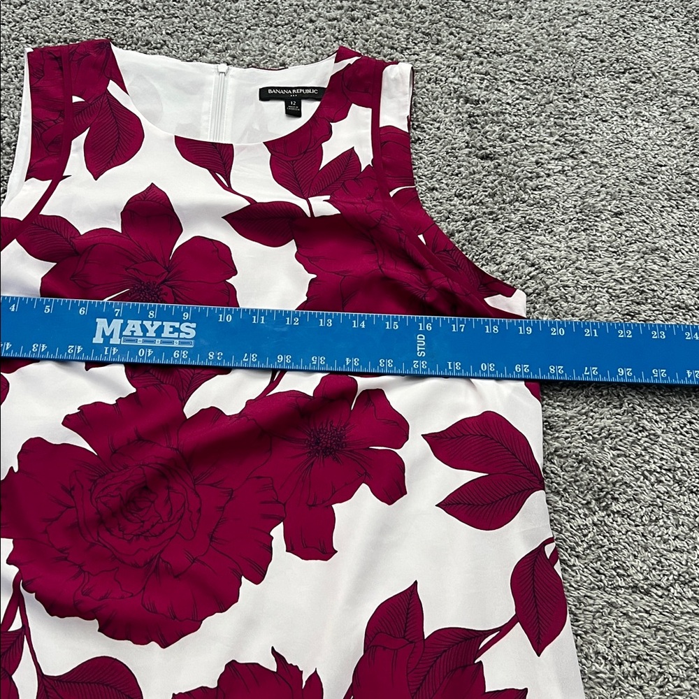 Banana Republic Women’s White & Burgundy Floral Sleeveless Shift Dress - Size 12 - Picture 9 of 9
